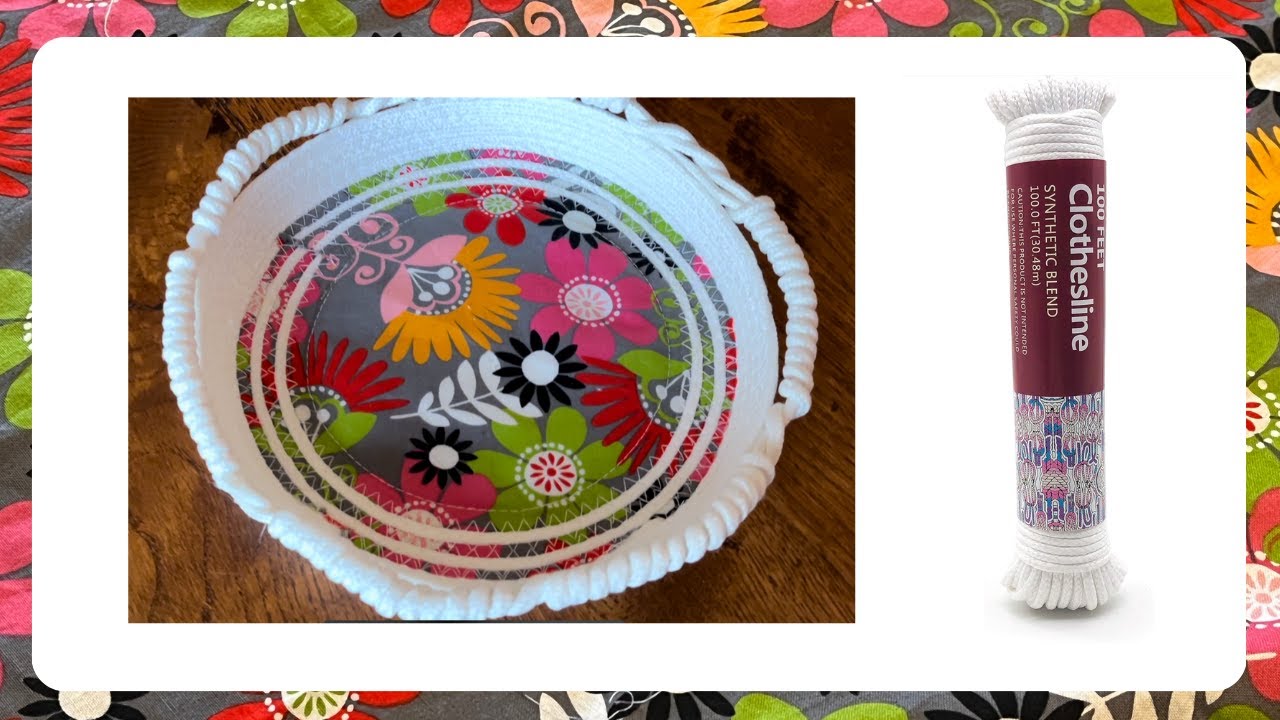Clothesline Rope Spiral Handle Basket With Fabric