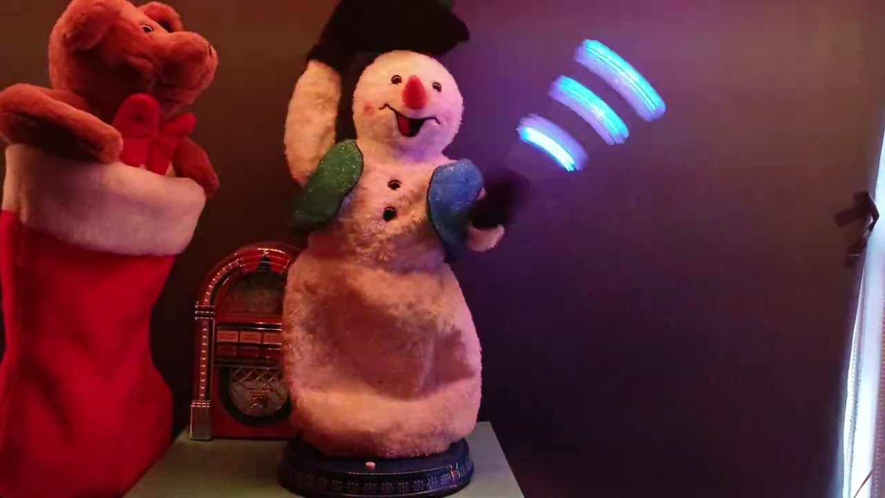(fully restored) gemmy 2005 snowflake spinning snowman