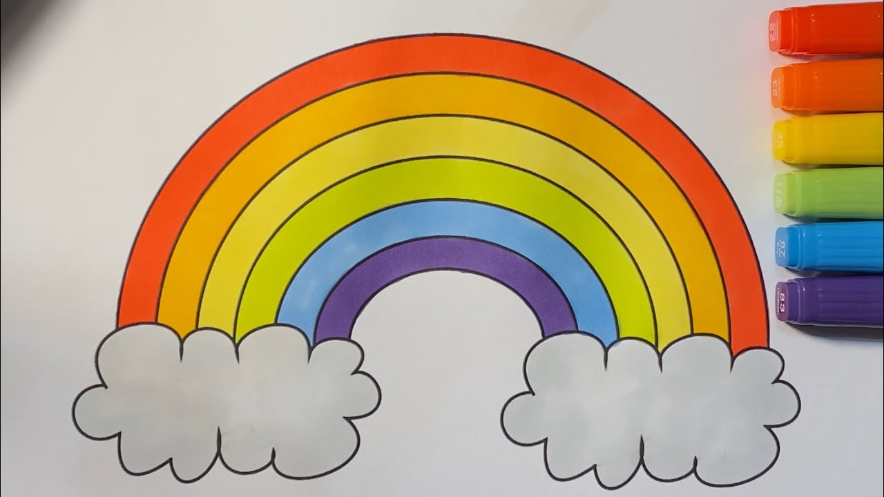 Rainbow Clouds Painting & Coloring for Kids, Toddlers | Come & Paint With Me