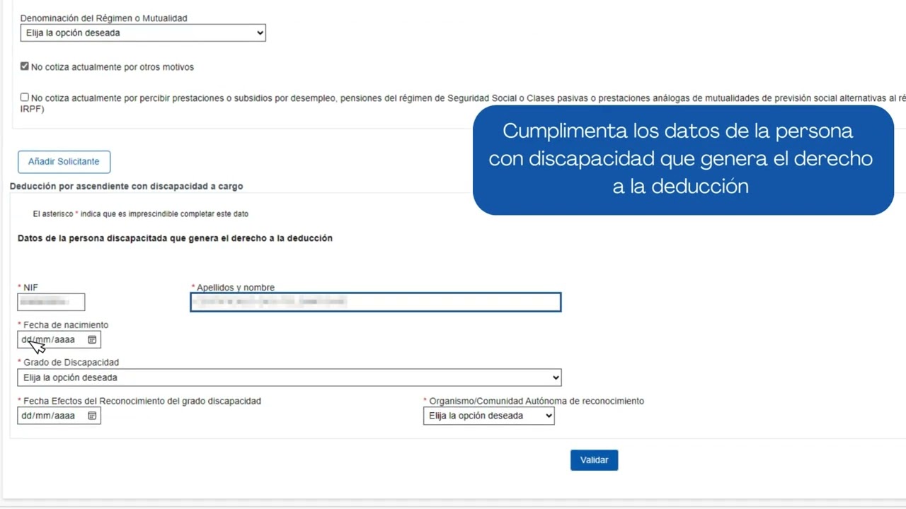 Abono anticipado de deducción por ascendientes con discapacidad a cargo