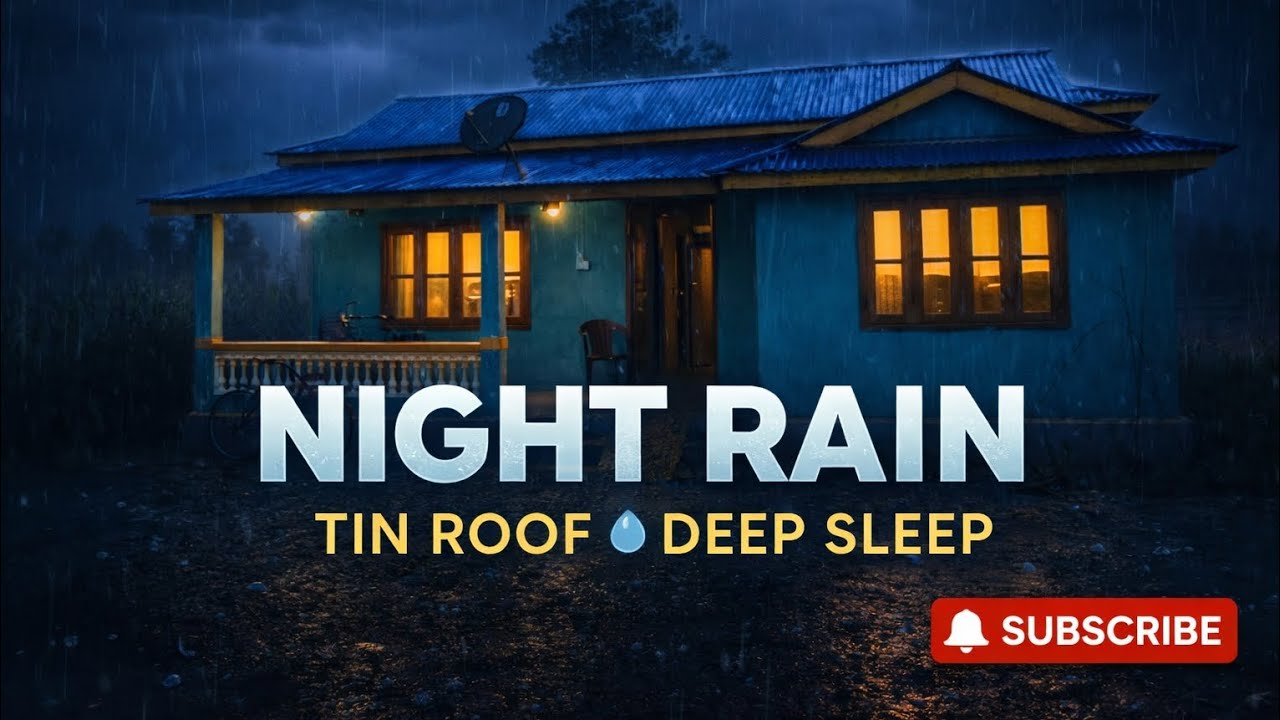 Heavy Night Rain ASMR | Tin Roof Rain Sounds for Sleep, Study & Stress Relief