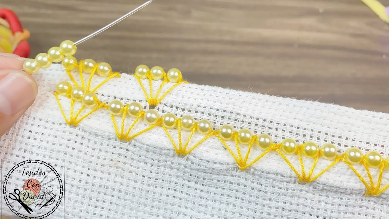Borde de puntilla con perlas pensado para ti y tus proyectos ven y mira El Paso a paso
