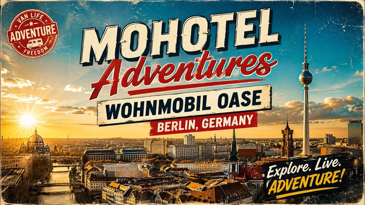Driving to Wohnmobil Oase Motorhome Camper park Berlin city camp Germany 28/11/2021