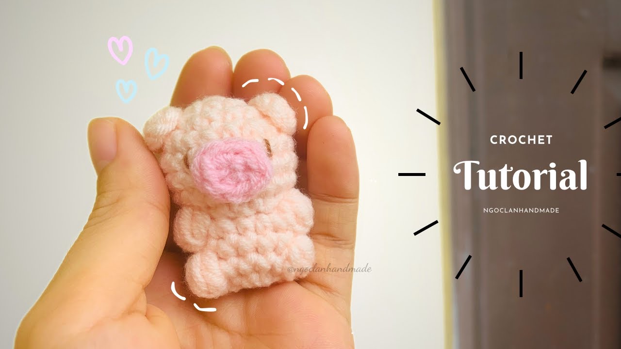 [English Sub] (NO SEW) Tiny pig crochet tutorial | Hướng dẫn móc lợn nhỏ đáng yêu bằng len