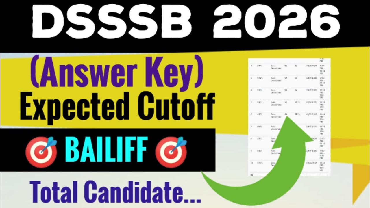 DSSSB BAILIFF EXAM ANALYSIS ☑️ TOTAL CANDIDATE 🔴 EXPECTED CUTOFF 🎯 ANSWER KEY ‼️
