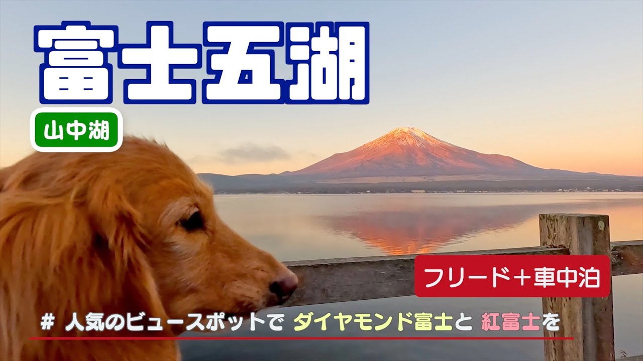 フリードプラス 車中泊【 富士五湖 山中湖】人気のビュースポットで ダイヤモンド富士と 紅富士を