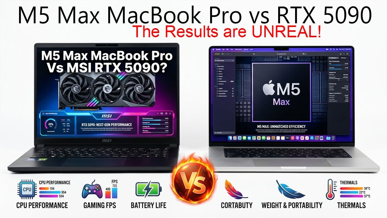 MacBook Pro с процессором M5 Max против RTX 5090: результаты просто невероятные!