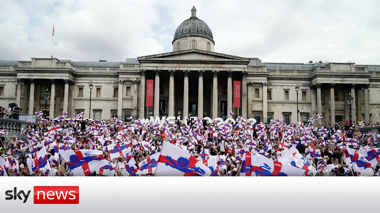 In full: Fan celebrations kick off in Trafalgar Square following England Women’s EURO 2022 win