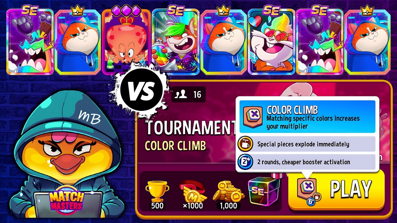 16 PLAYERS TOURNAMENT! Color Climb + Blow’Em Up | Match Masters PVP