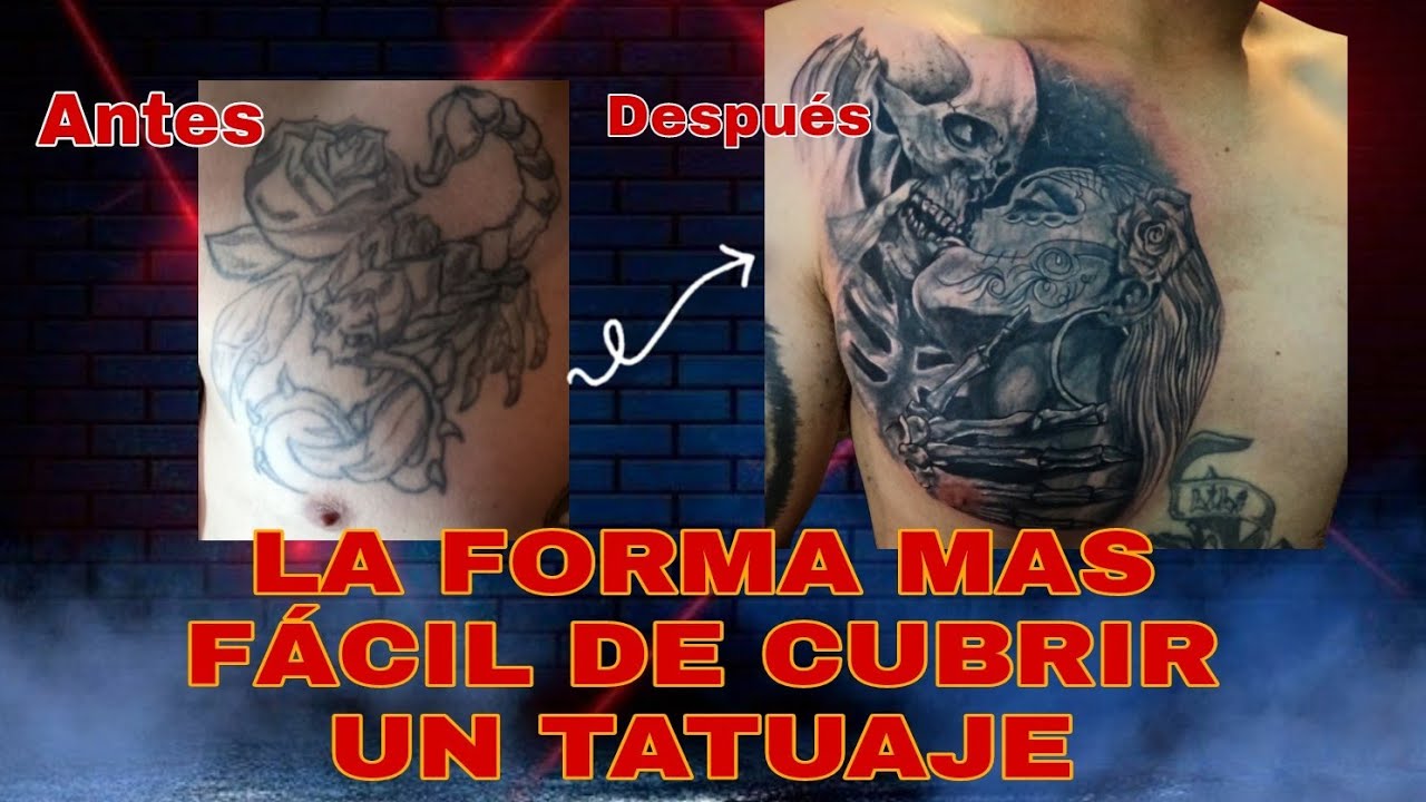 Está es la TÉCNICA más FÁCIL para TATUAR UN COVER UP / Esto realmente funcionó🖌️🎨 #tattoo #timelapse