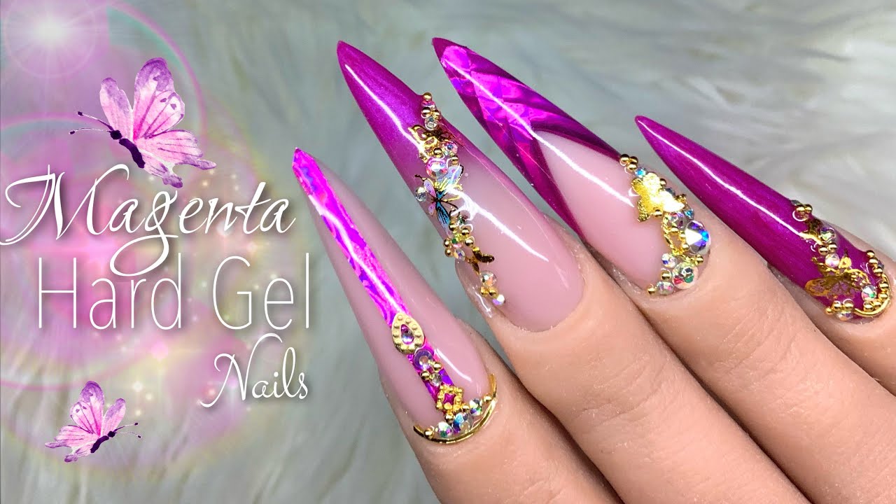 Magenta Hard Gel Nails | Hard/Builder Gel Nails | Custom Color Nails