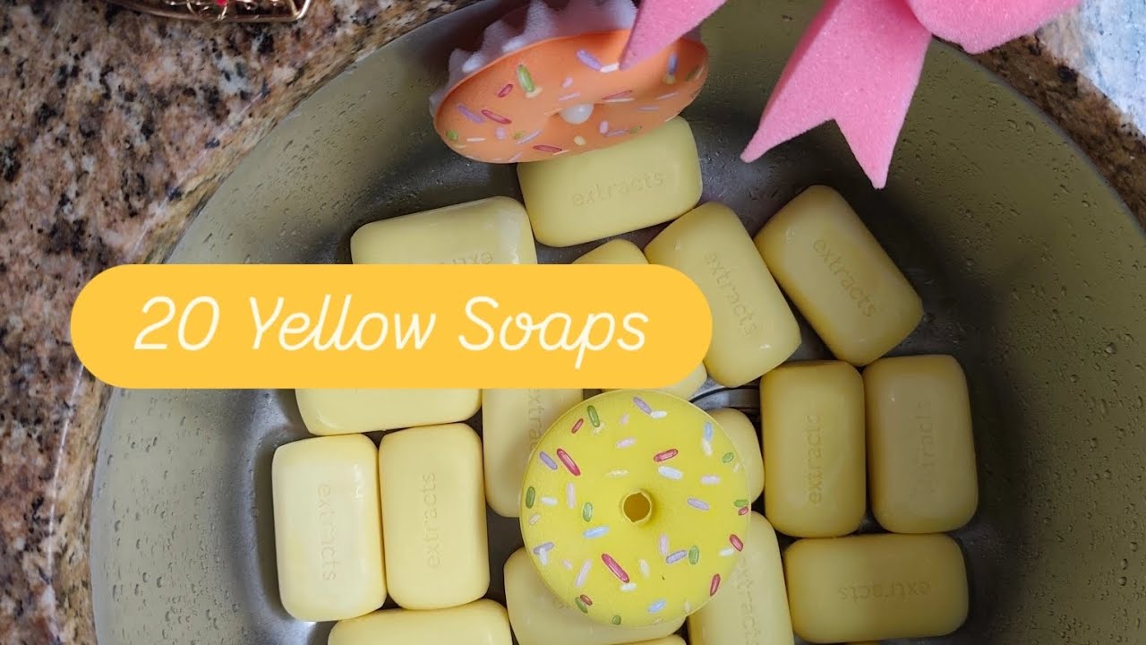 ASMR 20 Yellow Soaps STRESS relief 🫧