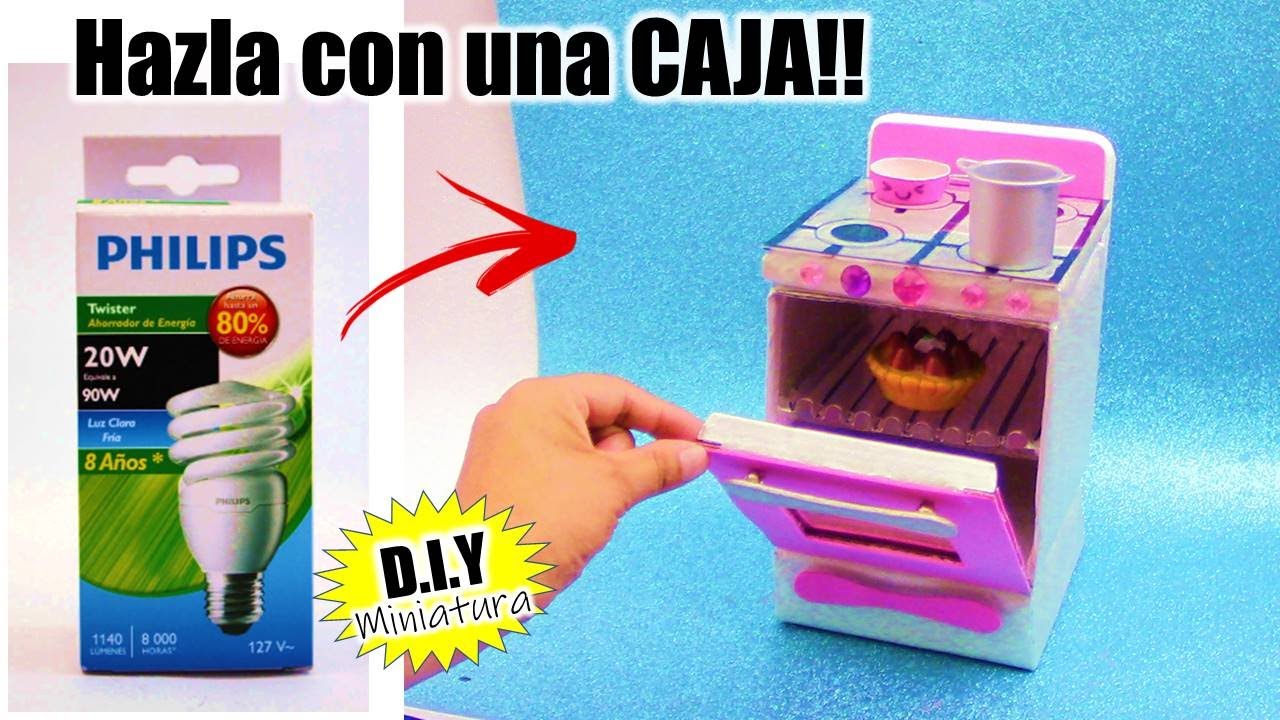 Como hacer ESTUFA de COCINA en MINIATURA reciclando una caja de cartón!!