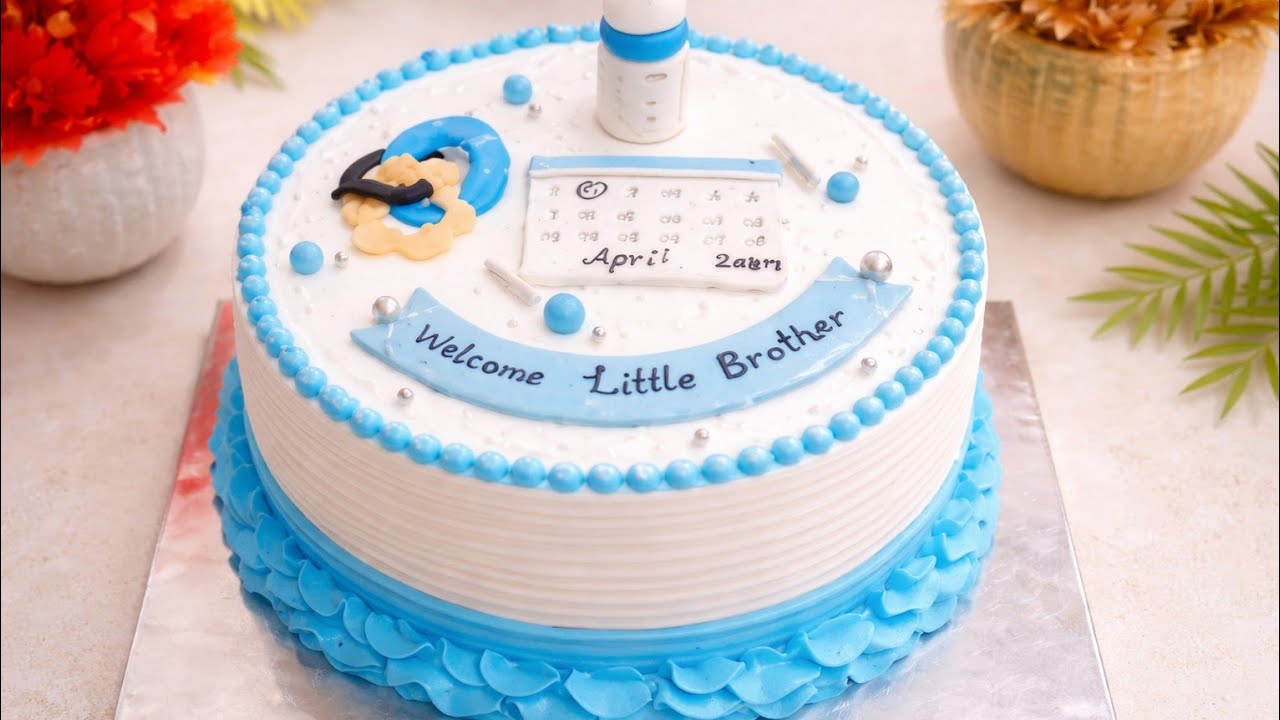 Welcome Baby Theme cake ||How to apply foundant toppers on whipped cream cake perfectly 