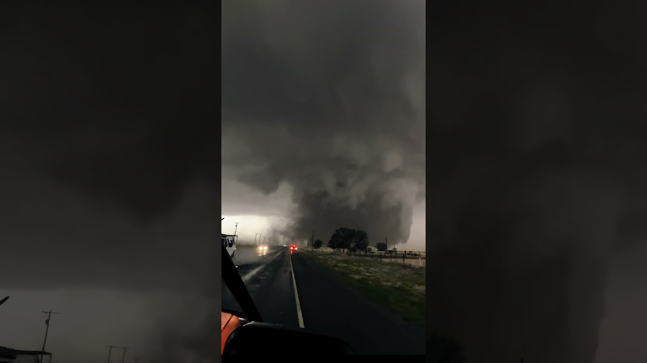 Driving straight toward a mile-wide wedge tornado. 👀🌪️