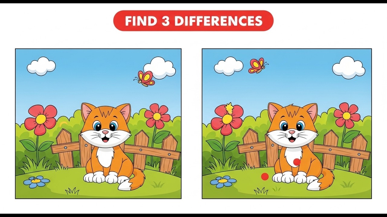 Spot 3 Differences Challenge 🐶 | Can You Find All 3 Differences? Fun Puzzle Game