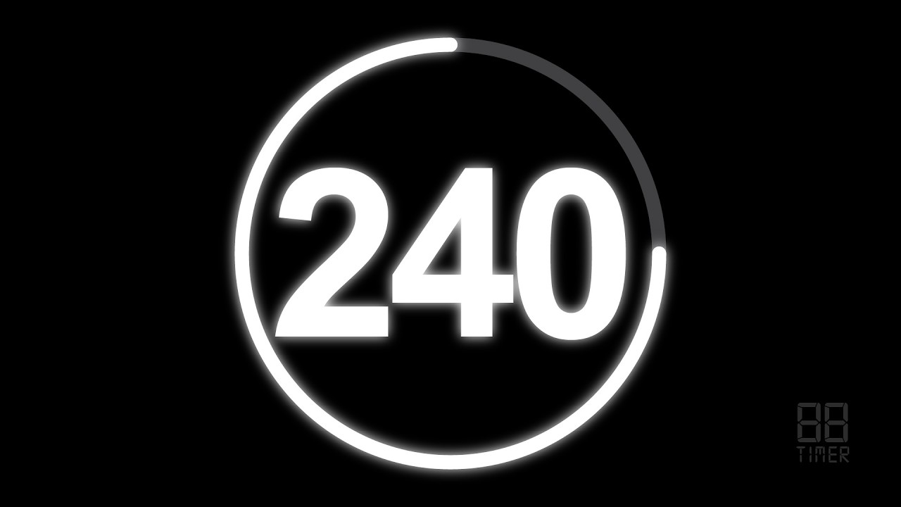 240 Second Countdown Timer with clock Ticking sound & Finish alarm beep #timer #clock #countdown