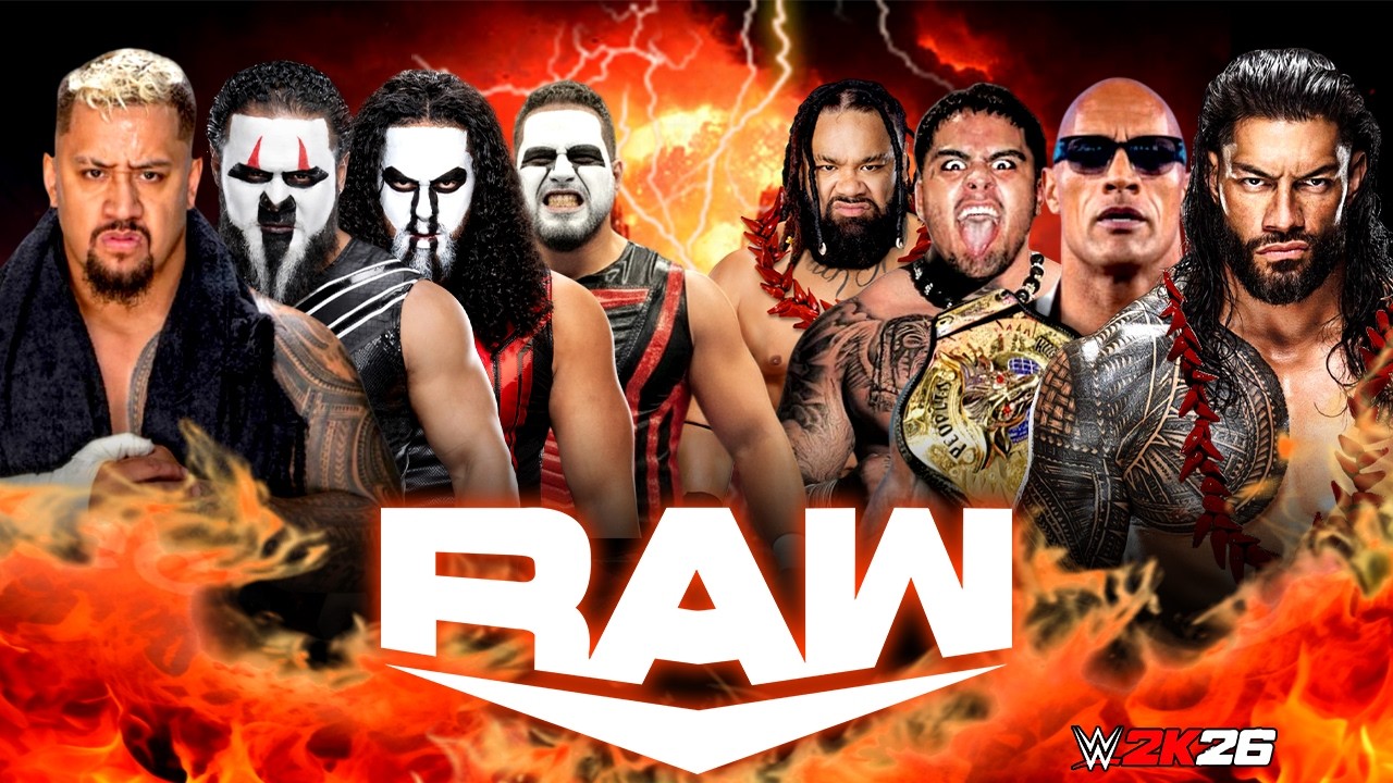 WWE Роман Рейнс, Рок и Фату против Соло Сикоа и The MFTs | WWE Raw на Netflix 17 марта 2026 г.