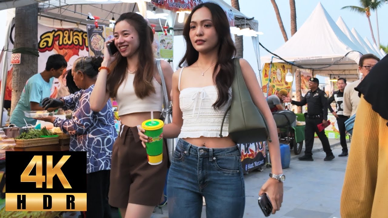 Pattaya 4K Walk Beach Road Sunset Time. Food Festival. Thailand Jan 2026.