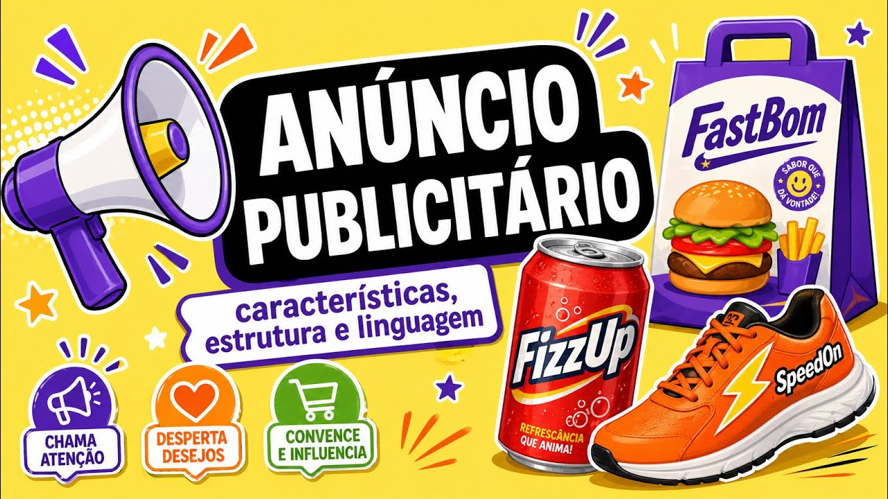 ANÚNCIO PUBLICITÁRIO (características; estrutura; logotipo e slogan)