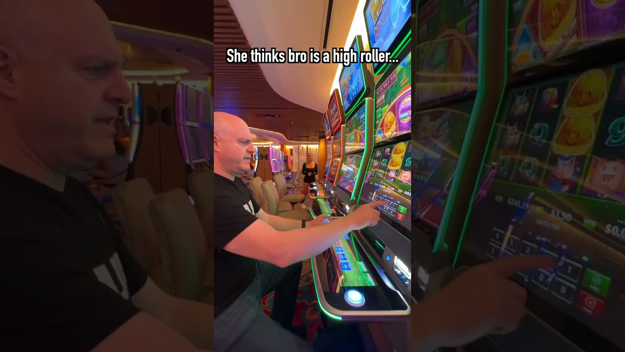 SHE THINKS BRO IS A HIGH ROLLER! #slots #casino #gambling #bigjackpot