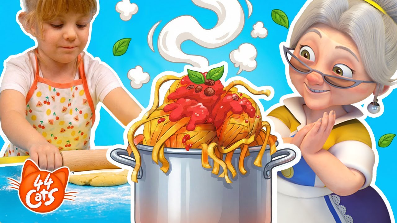 44 Cats | Kompilacja przepisów! 🍝 Potrawy Babci Piny: Kluski, Naleśniki i Ciasteczka! 🥞🍪