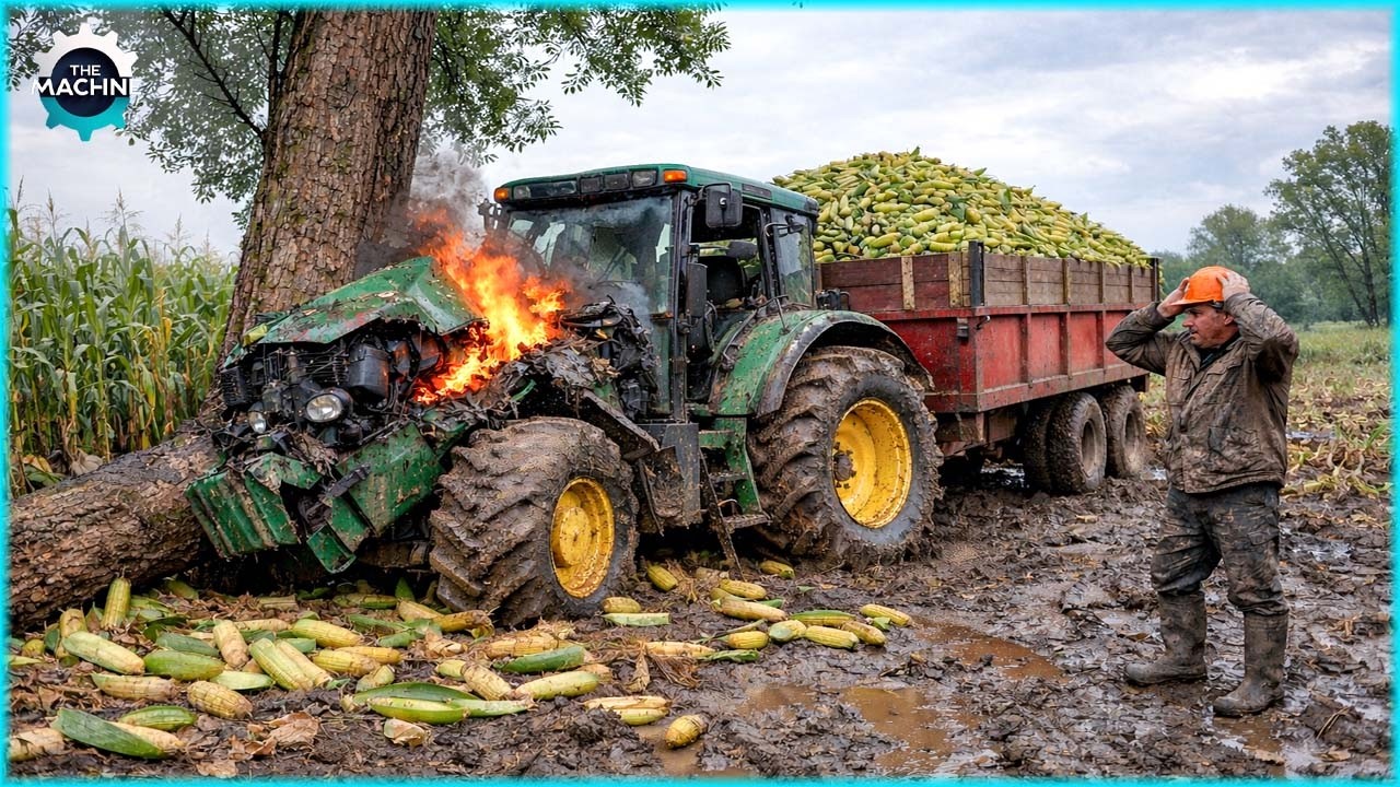 Dangerous Transport Agricultural Equipment Stuck in Corn Fields | Heavy Machinery