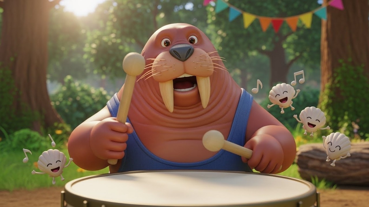 Морж Уолли играет на барабане «Бум-Бум» 🦭🥁❄️ | Мультфильм для детей и весёлые ритмы