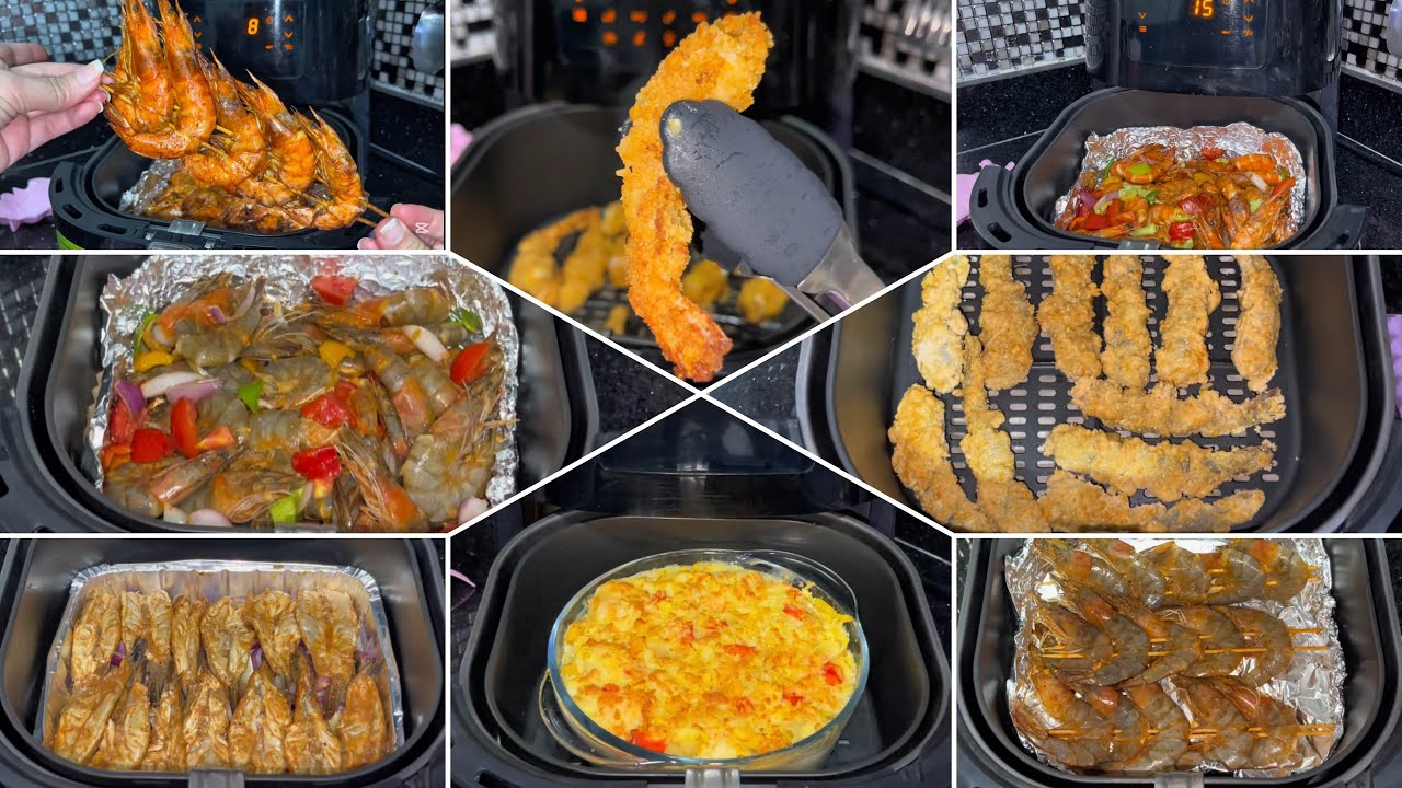 جربت 5 وصفات جمبري فى القلاية الهوائية 🦐 الجمبرى بالاير فراير ( الروبيان ) 🦐Air Fryer Shrimp🍤