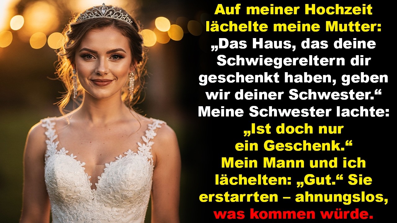 Auf meiner Hochzeit stahlen sie mein Haus – sie dachten, ich würde weinen… ich lächelte.