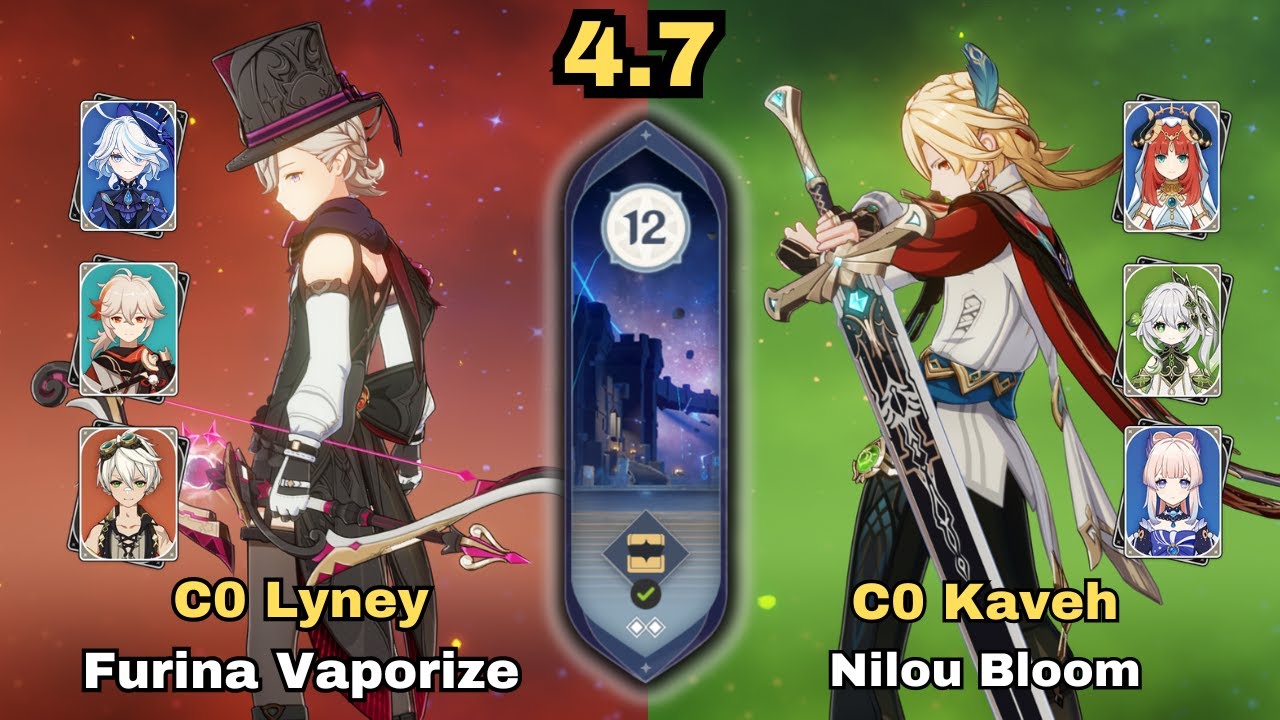 C0 Lyney Furina Vaporize & C0 Kaveh Nilou Bloom | Spiral Abyss 4.7 | Genshin Impact