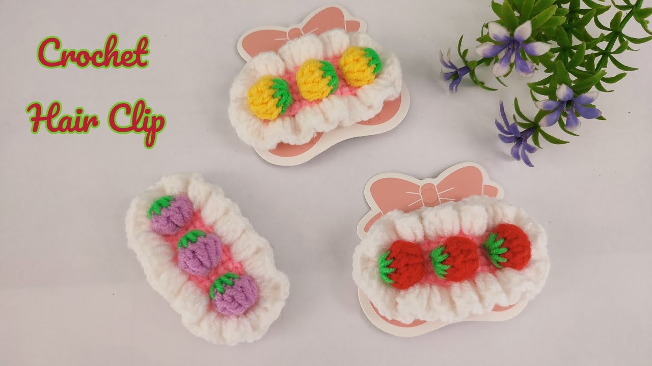 Crochet Strawberry Hair Clip ကလစ်ထိုးနည်း