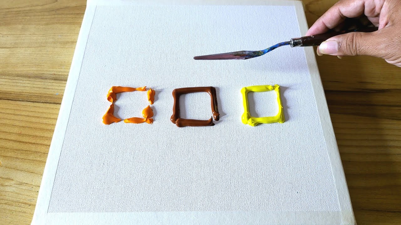 Yellow & Orange / Abstract Painting Demo / Masking Tape / Acrylic Painting Techniques