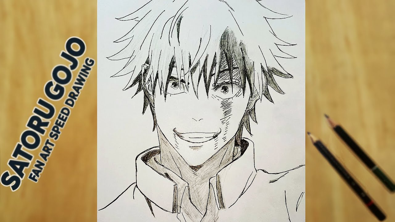 Gojo Satoru Pencil Sketch Tutorial | Complete Shading & Line Art Guide