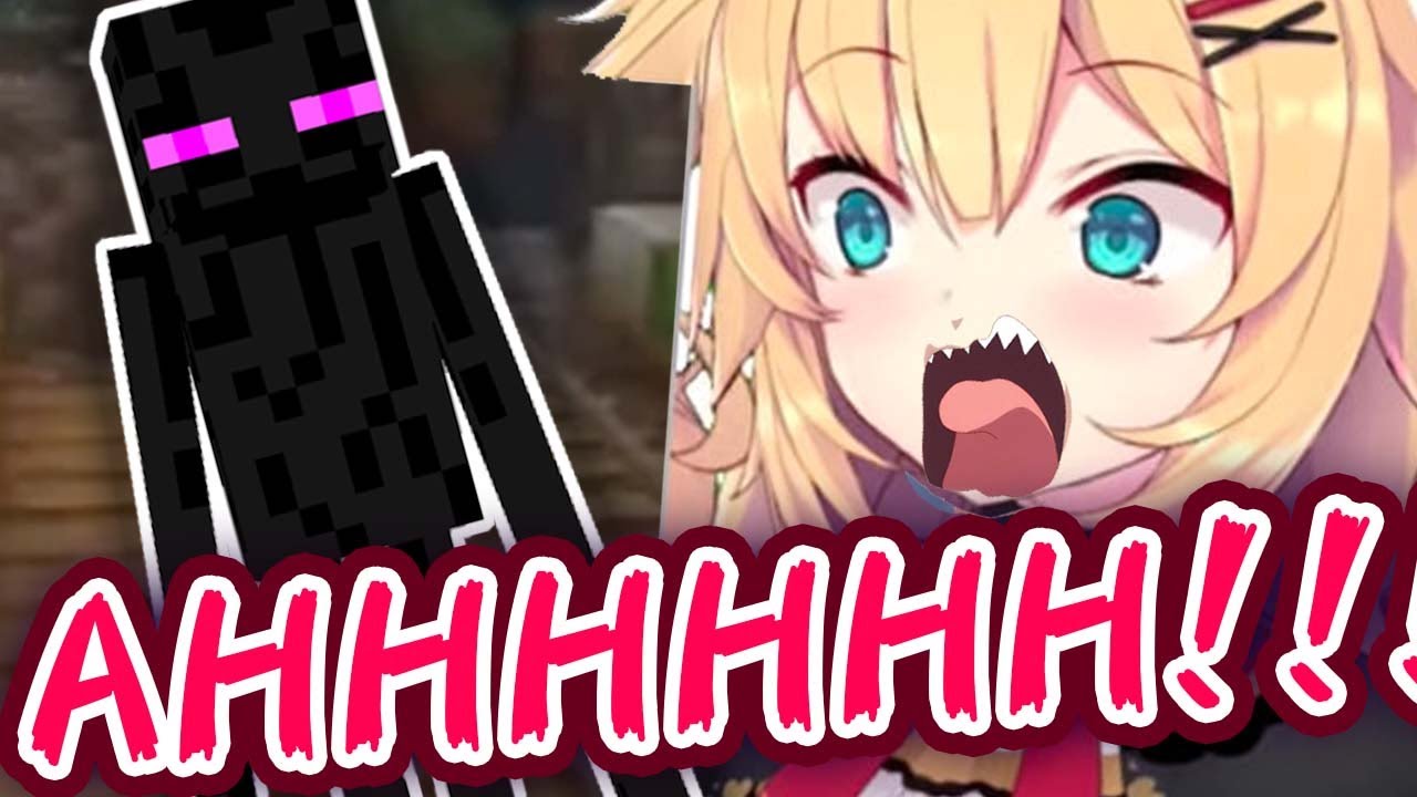 Haachama Freaking Out After Enderman Sneaks Up On Her Is Way Too Funny 【ENG Sub/Hololive】