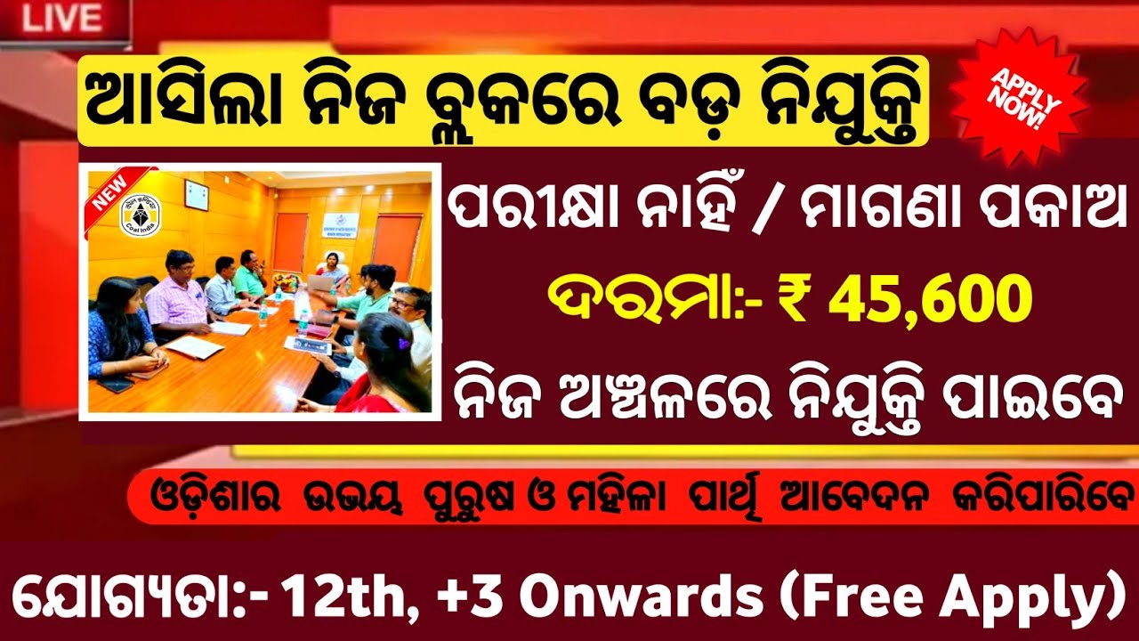 Odisha Block Level Job Vacancy 2022/Odisha job updates/Block level govt jobs/Odisha job vacancy 2022