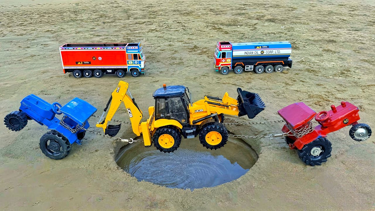 JCB 5CX Muddy Accident Pulling Out Swaraj Tractor Mahindra Tractor | Jcb Cartoon | Tractor Cartoon