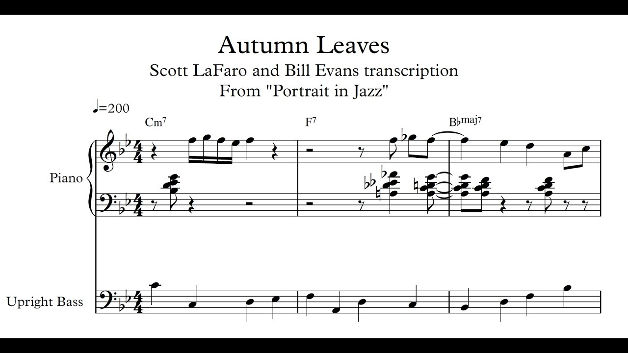 Bill Evans transcription - Autumn Leaves