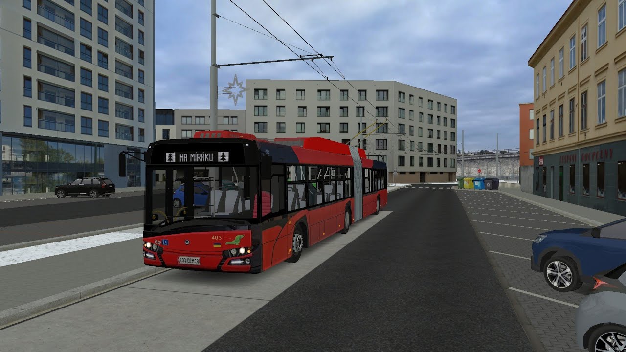 Simt Simulator Škoda 27Tr DPMČB Ev.č 403 kolečko na Vánocní lince Q z Rajchlove na Rajchlovou spatky