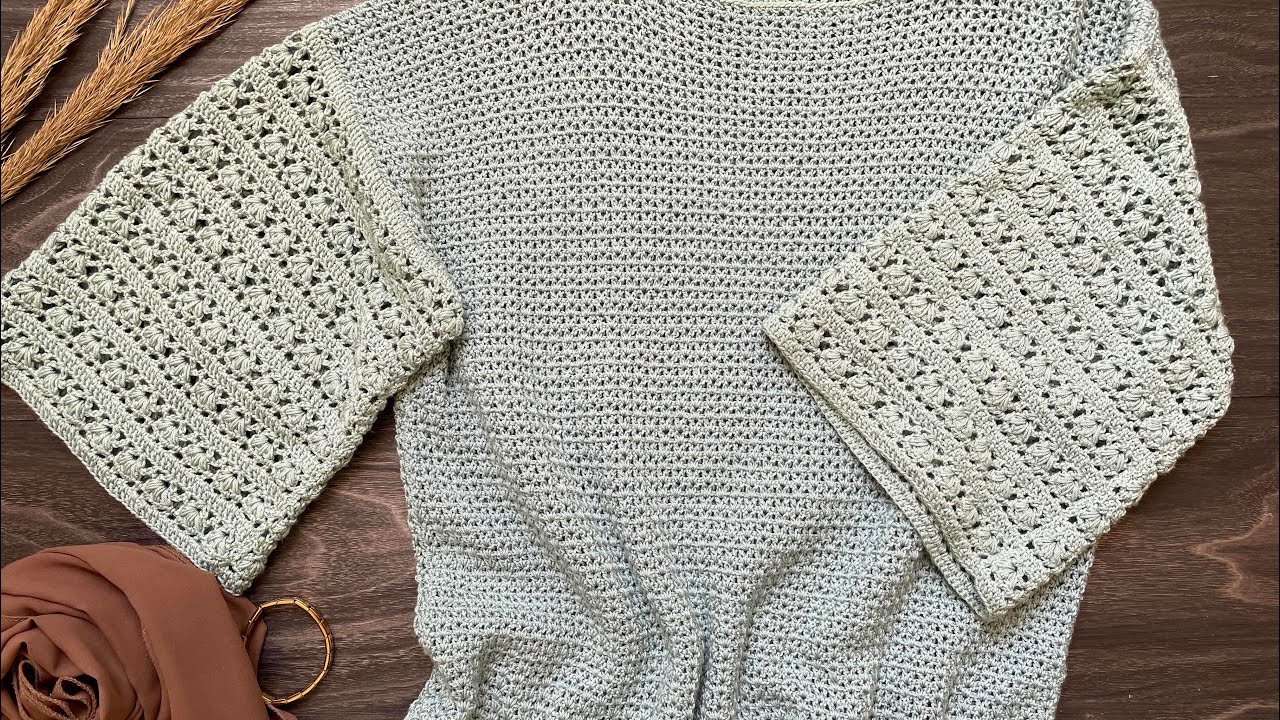 Easy crochet sleeve pattern | how to crochet puff fan stitch