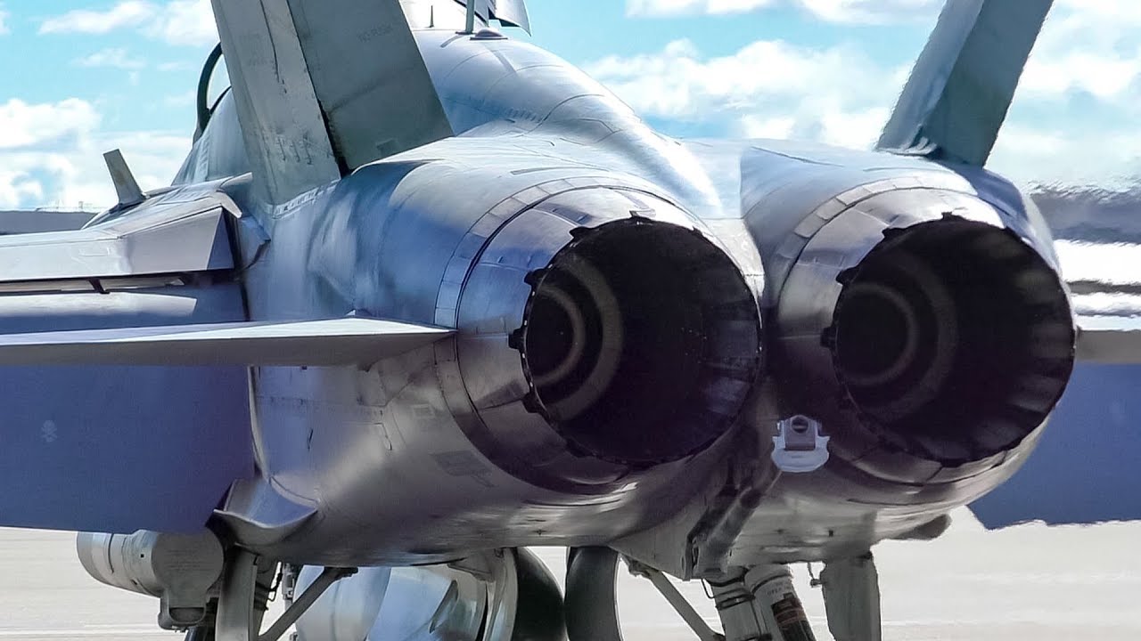 Royal Canadian Air Force CF-188B Hornet Close Up Departure from Calgary