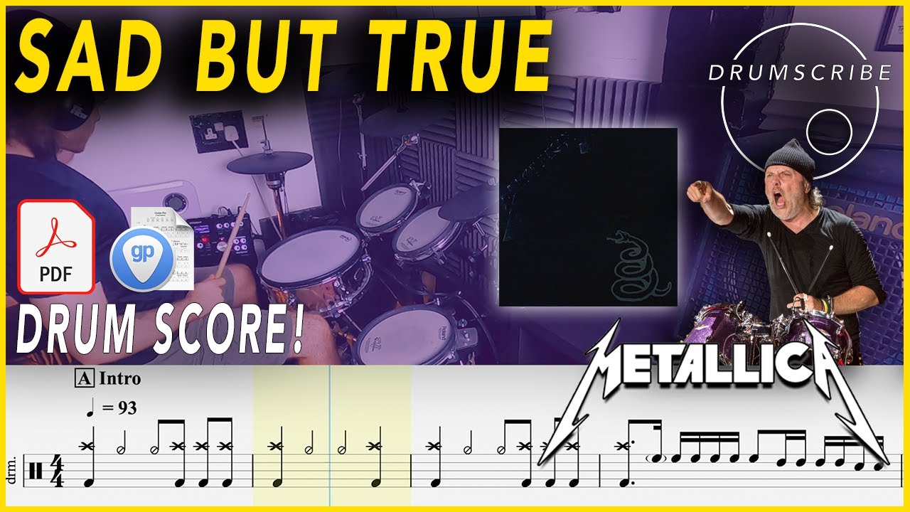 Sad But True - Metallica | Drum SCORE Sheet Music | #128 DRUMSCRIBE