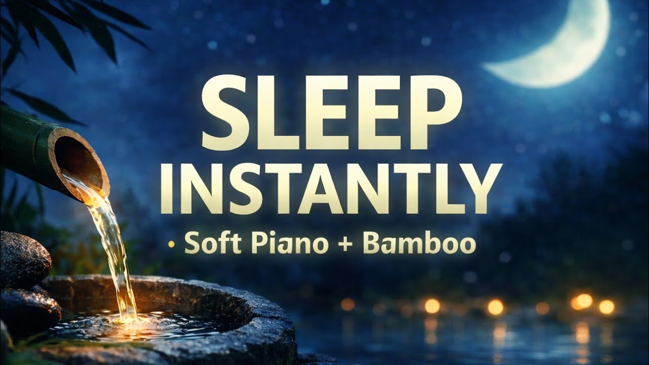 🌙 Sleep Instantly Tonight | Soft Piano & Bamboo Water Sounds (1 Hour)