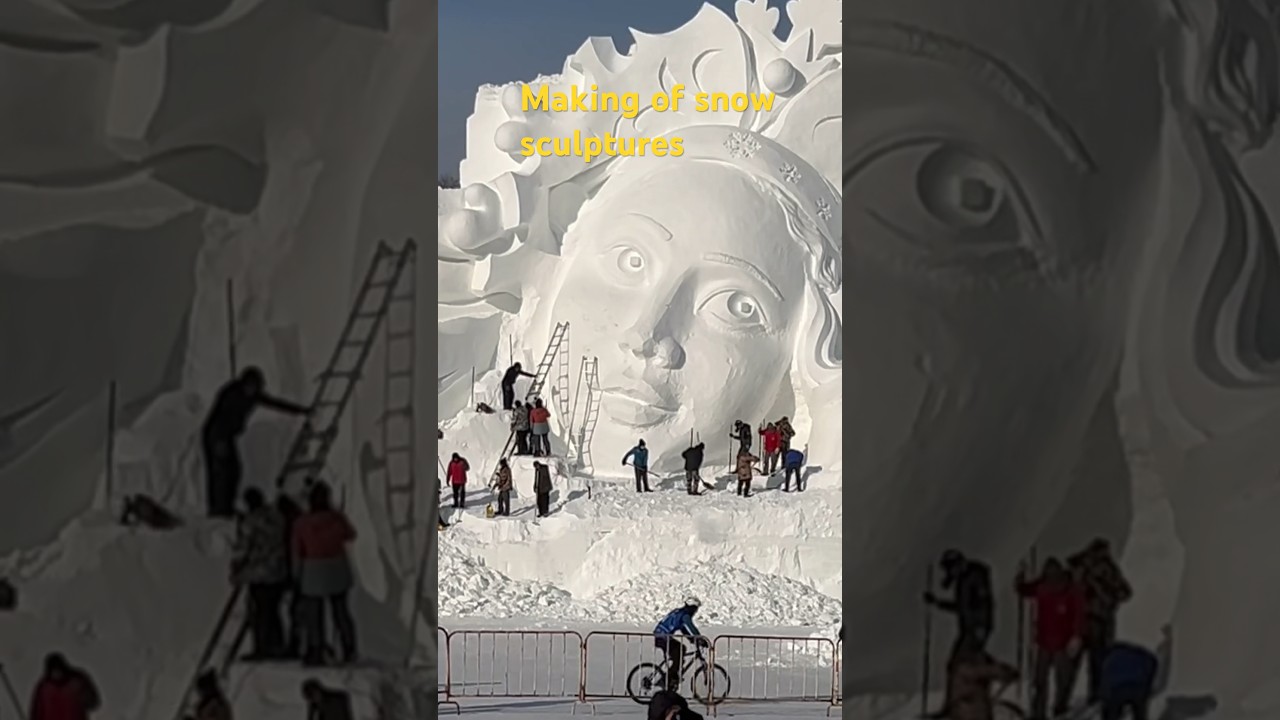 Making of snow sculptures #china #harbin #snow #winter #ice #tour #art #artist #awesome #amazing
