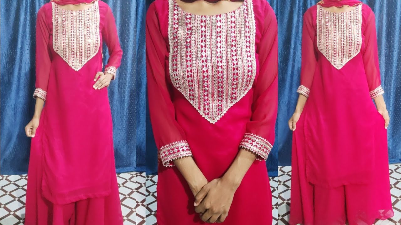 Neck design with lace/designer kurti cutting and stitching/neck design