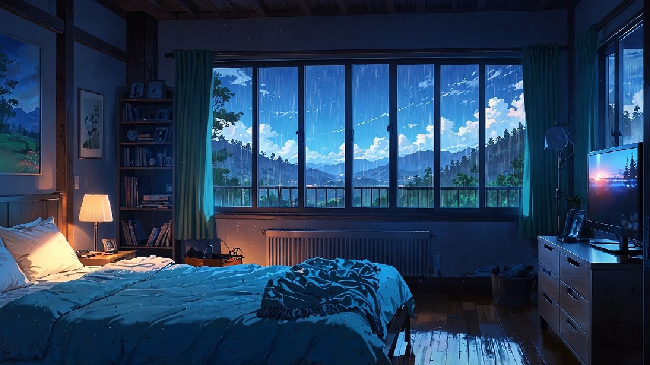 Gentle Night Rain in a Cozy Bedroom | 10 Hours of Calm Rain for Deep Sleep & Relaxation