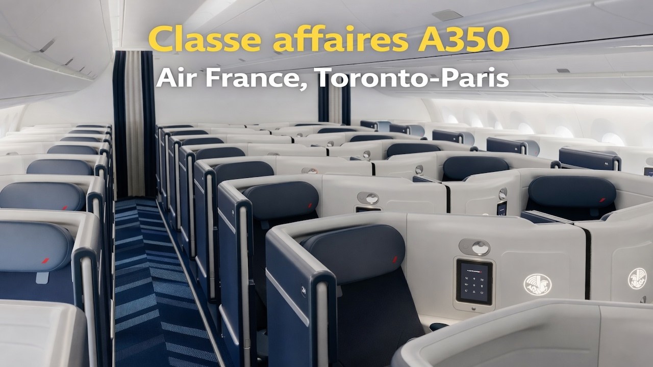 Рейс Торонто–Париж в бизнес-классе Air France на Airbus A350: зал ожидания и салон KLM.