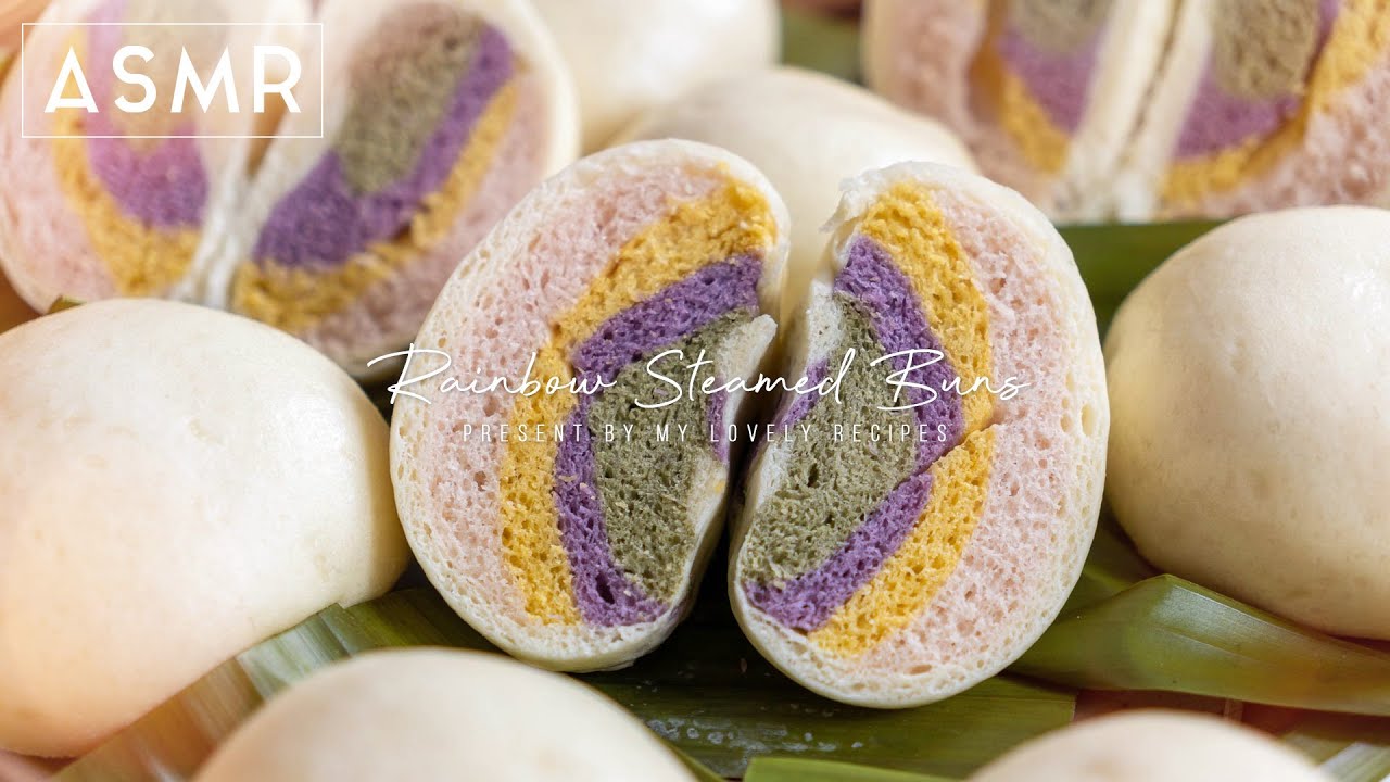 Rainbow Steamed Buns | Natural Color & Lovely Breakfast Recipe | ENG & 中文 [ASMR]