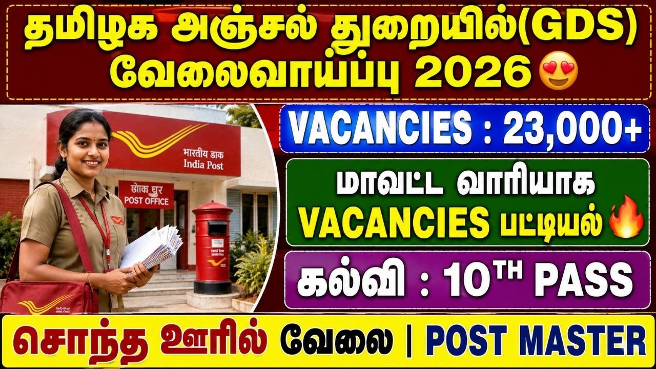 post office gds recruitment 2026 tamil nadu | india post office notification 2026 in tamil | gds job