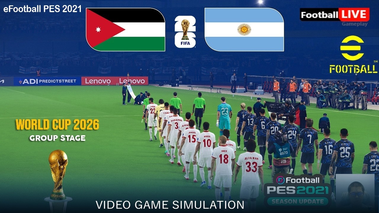 eFootball PES 2021 Jordan vs Argentina - Video Game Simulation | World Cup 2026 Gameplay